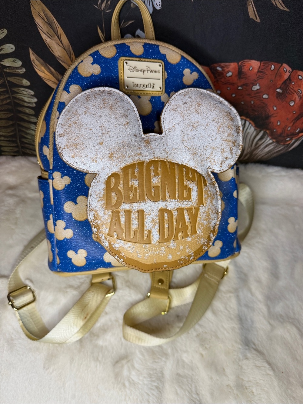 Loungefly Blue and Gold 'Beignet All Day' Mini Backpack